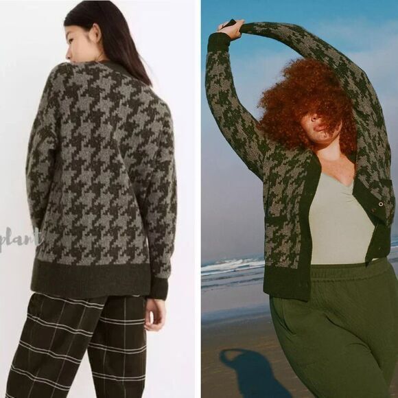 NEW Madewell Allston Double-Button Cardigan Sweater in Houndstooth,  L - Picture 2 of 16